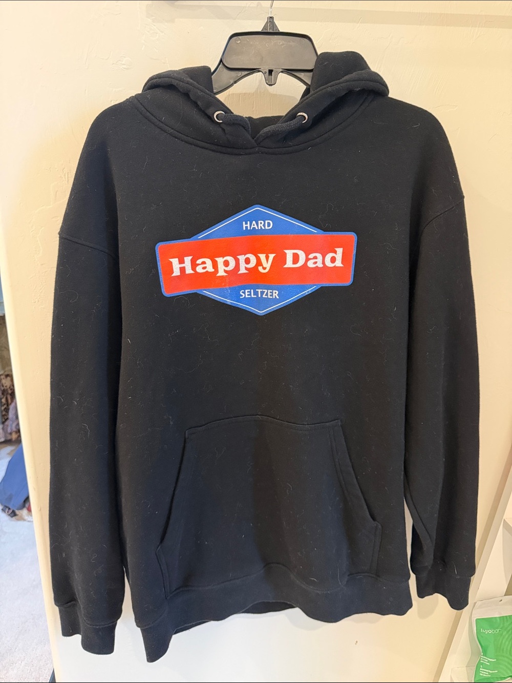 Happy Dad Black Crewneck Hoodie - Graphic Front